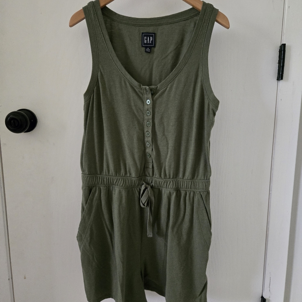 GAP Khaki Green Buttoned Jumpsuit